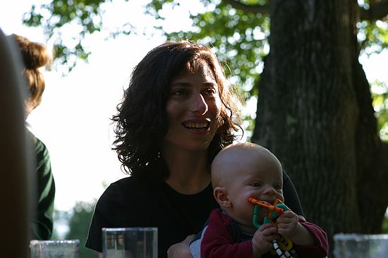 Zeke and Amy enjoy cocktail hour on the deck.