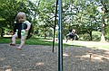 Swinging at the park.