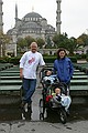 The family in front of the Blue Mosque.