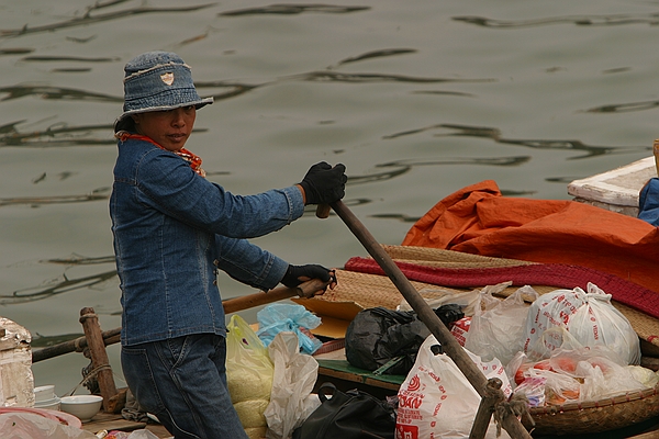 Supply boat in Halong bay.