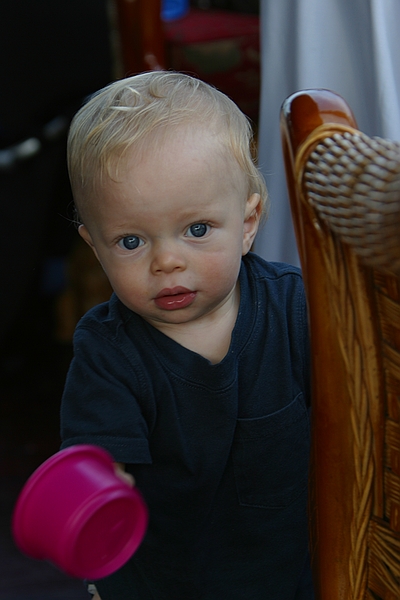 Zeke holding his cup.