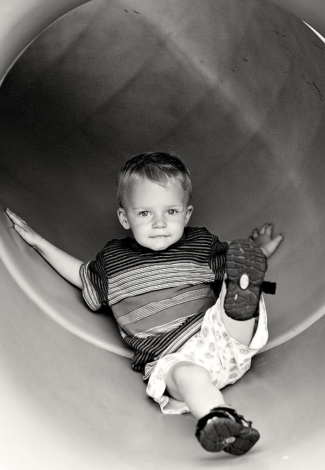 Coming down the slide.